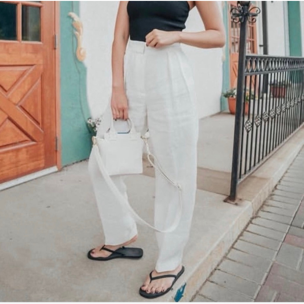 NWT Women's Massimo Dutti White Linen Trousers Size 4 - Picture 12 of 13